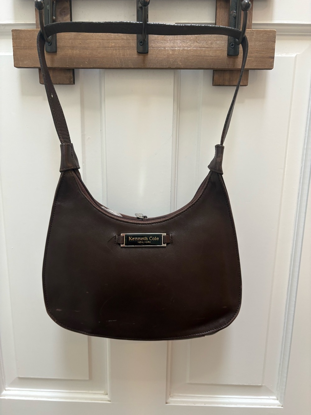 VIntage Y2K Kenneth Cole Dark Brown Leather Shoulder Bag
